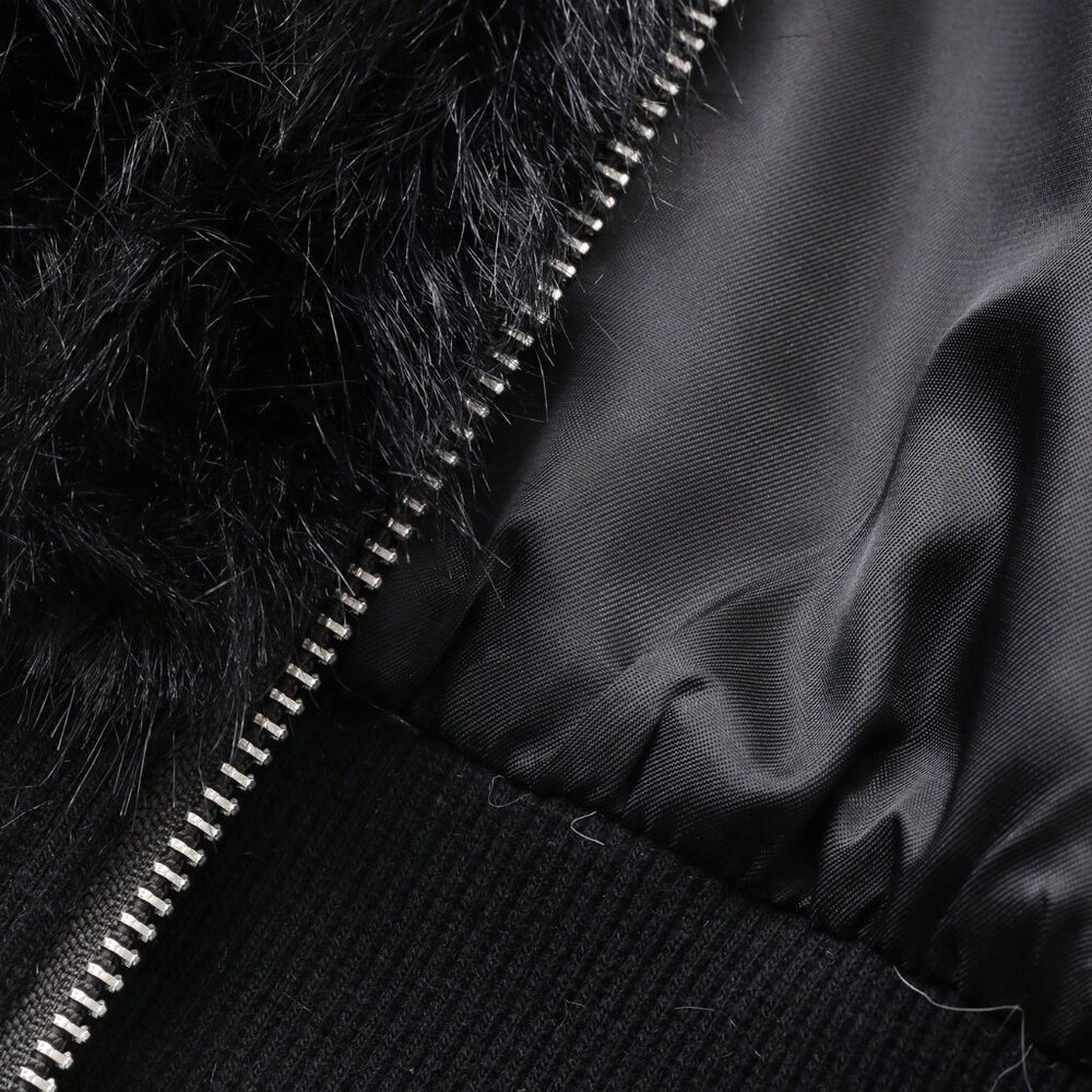 Black Casual Women's Minimalist Y2k Long Sleeve Faux Fur Jacket - Picture 8 of 8